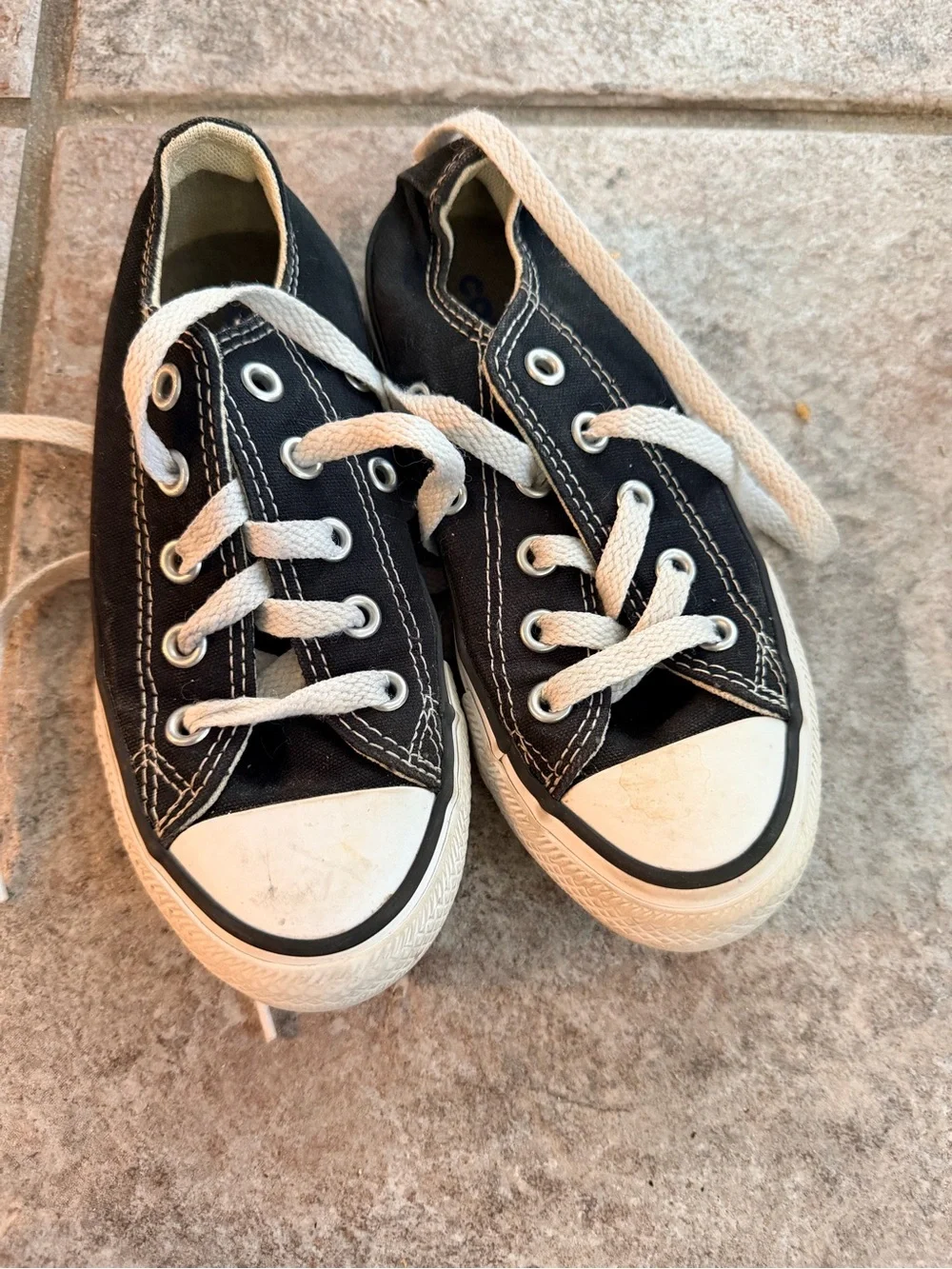 Converse Kids Black and White Low-Top Canvas Sneakers